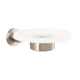URBN.design - Schiele Series - Modern Removable Soap Dish and Wall-Mounted Holder, Polished Chrome Finish with Frosted Glass Dish