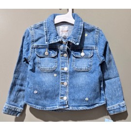 Cat & Jack Toddler Girls' 4T Embroidered Daisy Accents Snap Front Denim Jacket