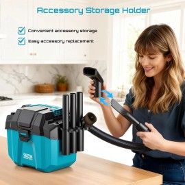 Seesii 21V Cordless Vacuum Cleaner Wet/Dry Shop Vac 2.6 Gallon Capacity 2x 4.0Ah