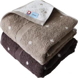 imaa Imabari Towel, Certified Bath Towel, Fluffy, Thin, Absorbent and Quick Drying, Made in Japan, 100% Cotton, Vacuum Compression Pack, Dot Light Brown x Dot Brown