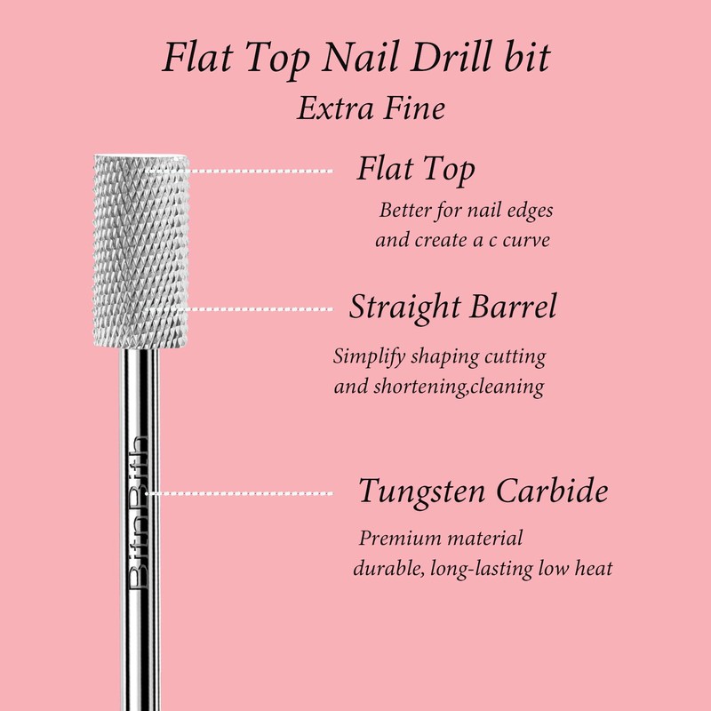 BITNBITH Nail Drill Bit 3/32", Tungsten Carbide Cylinder Barrel Efile