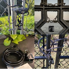 Disecu 4 Digit Combination Lock Outdoor Waterproof Resettable Padlock with Heavy Duty Security Steel Cable for Bike, Gate, Fence (Black, Pack of 1 Padlock)