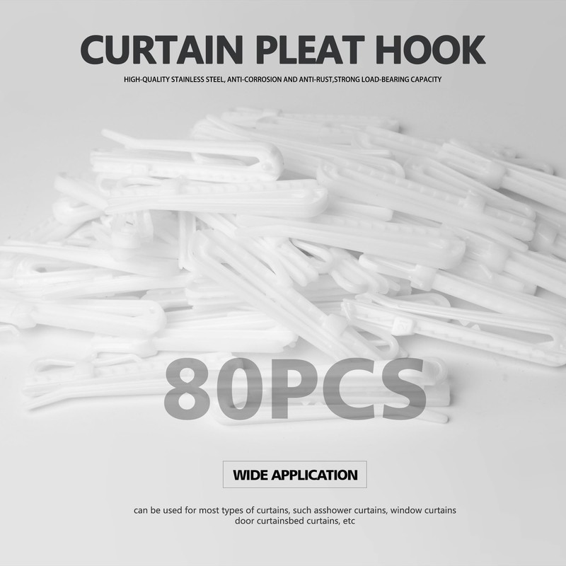 80 Pcs Plastic Curtain Hooks,Adjustable Pinch Pleat Curtain Hooks Curtain