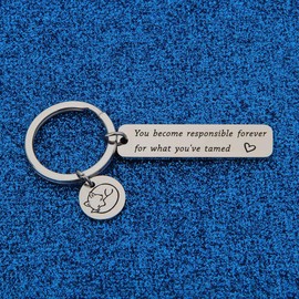 WUSUANED Book Inspired And Fox Keychain Jewelry You Become Responsible Forever For What You've Tame Book Fans Gift For Lovers