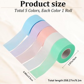 GORGECRAFT 50 Yards 5 Colors Eyelash Extensions Lash Tape Fabric White Pink Green Blue Purple Cloth Self Adhesive Breathable Microporous Makeup Tape for Individual Eyelash Extension Supplies