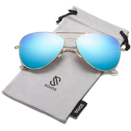 SOJOS Classic Aviator Polarized Sunglasses for Men Women Vintage Retro Style,Gold/Blue