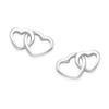 Sterling Silver Heart Earrings - Double open heart Stud Earrings