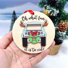 Oh What Fun It is to Ride Ornament, SUV Car Christmas Ornament, Oh What Fun SUV Wreath Hanging Ornaments 2024, SUV Ornament for Christmas Tree Decorations, Car Christmas Keepsake, Gift for Drivers