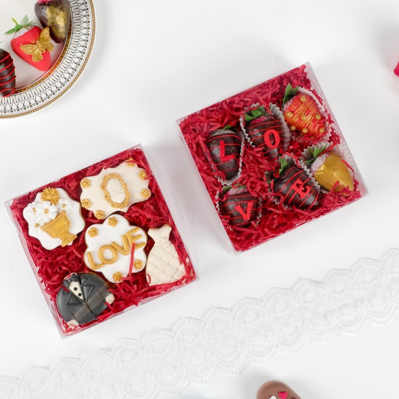 RomanticBaking 20 Pack 6x6x2 Inches Cookies Boxes with Clear Window