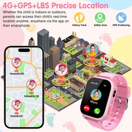 YEDASAH 4G Smartwatch Children, Children's Smartwatch with GPS and Phone, Video Calls, SOS, Voice Chat, School Mode, IP68 Waterproof, Alarm Clock, Gifts for Girls and Boys