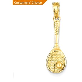 IceCarats 14K Solid Yellow Gold Tennis Racquet Ball Necklace Charm Sports Pendant 25mm x 7mm Only