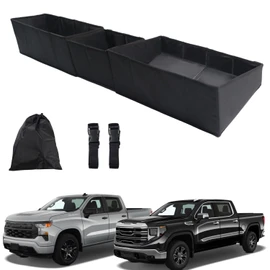 Marretoo Truck Under Seat Storage Organizer Foldable Replacement for 2019-2025 Chevy Silverado 1500/GMC Sierra 1500/2500HD/3500HD, Double & Crew Cab Underseat Tool Box for Silverado/Sierra Accessories