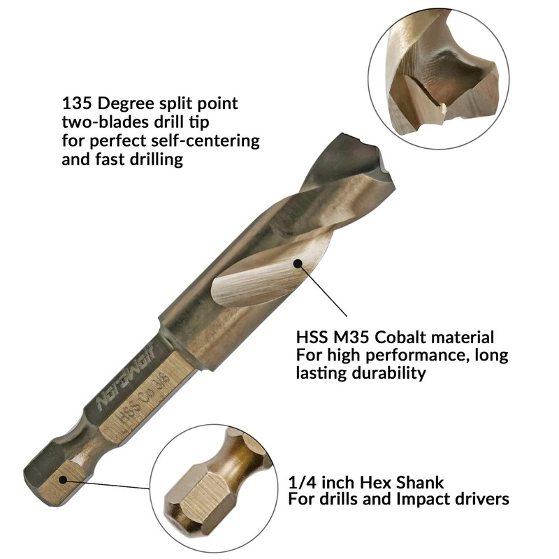 NordWolf M35 Broca de cobalto de 3/8 pulgadas para acero