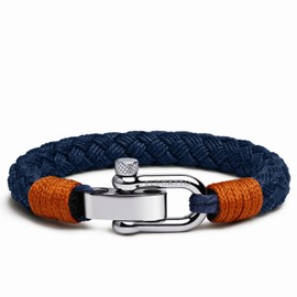 Elegatto Pelagus Premium Rope Bracelet for Men | Designed in California | High-Performance Cotton with Stainless Steel Shackle Closure | Men’s Designer Bracelets | Aegean Blue Small (6.5")