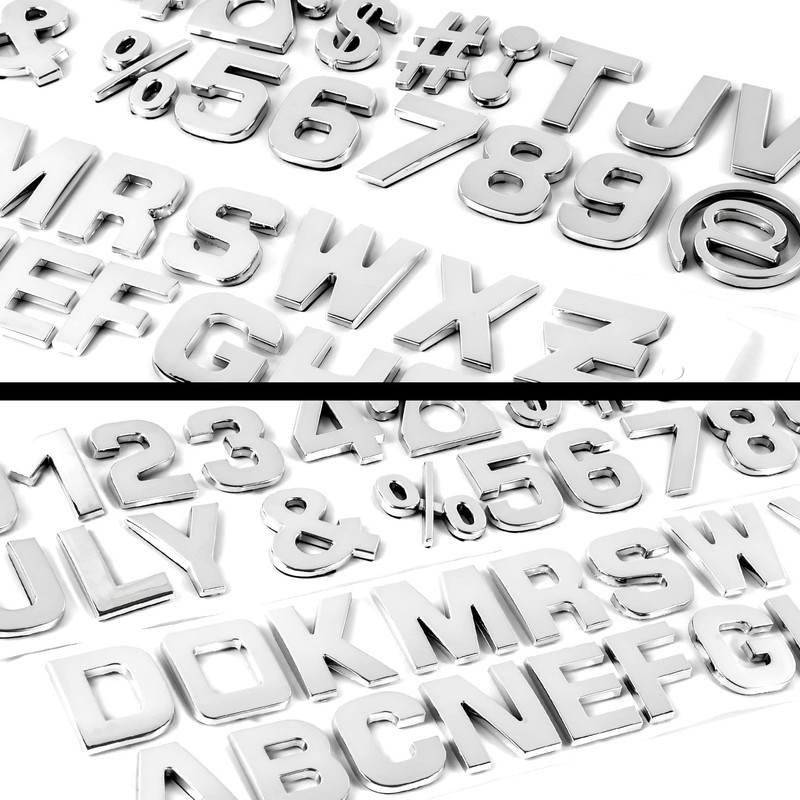 Lamoutor 43Pcs Car Emblem Letters Sticker DIY 3D Chrome Number