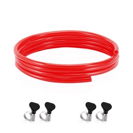 Red CO2 Gas Line Hose Kit, 10ft PVC Brewing Red Gas Tubing Line Keg CO2 Gas Line with 4PCS Clamp for O.D 5/16'' Tailpiece Barb