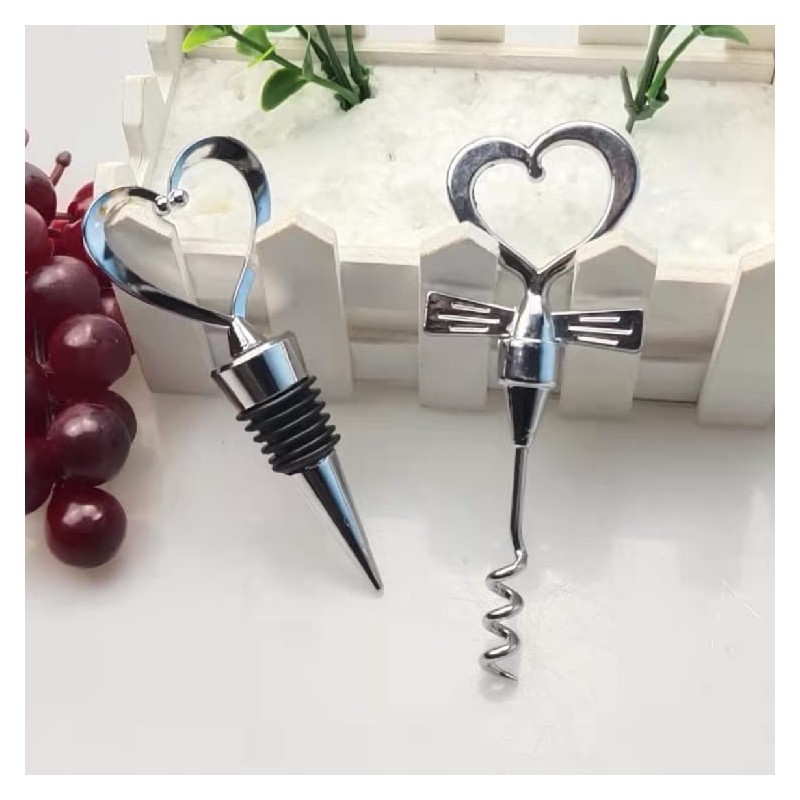 2 Pack Heart Wine Bottle Stopper, BetterJonny Stainless Steel Wine