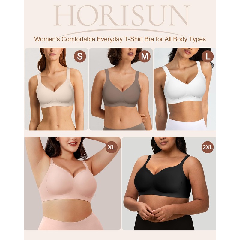 HORISUN No Underwire Bras for Women Soft Comfortable Seamless Bras