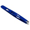 HTS 172D4 4" Blue Slanted Eyebrow Tweezers with Droplet Holes