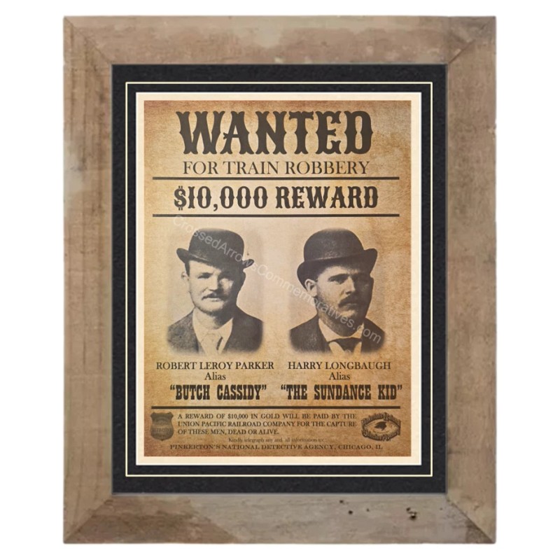 Wanted Poster: Butch Cassidy Sundance Kid Wild Bunch Custom Matted