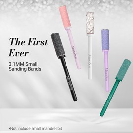 MelodySusie 120pcs Nail Drill Bits Small Sanding Bands for 3.1mm Mandrel Bit Fine 180 Grit Nail File for Acrylic Nails Gel Manicure and Pedicure Zebra (Sanding Bands Only)