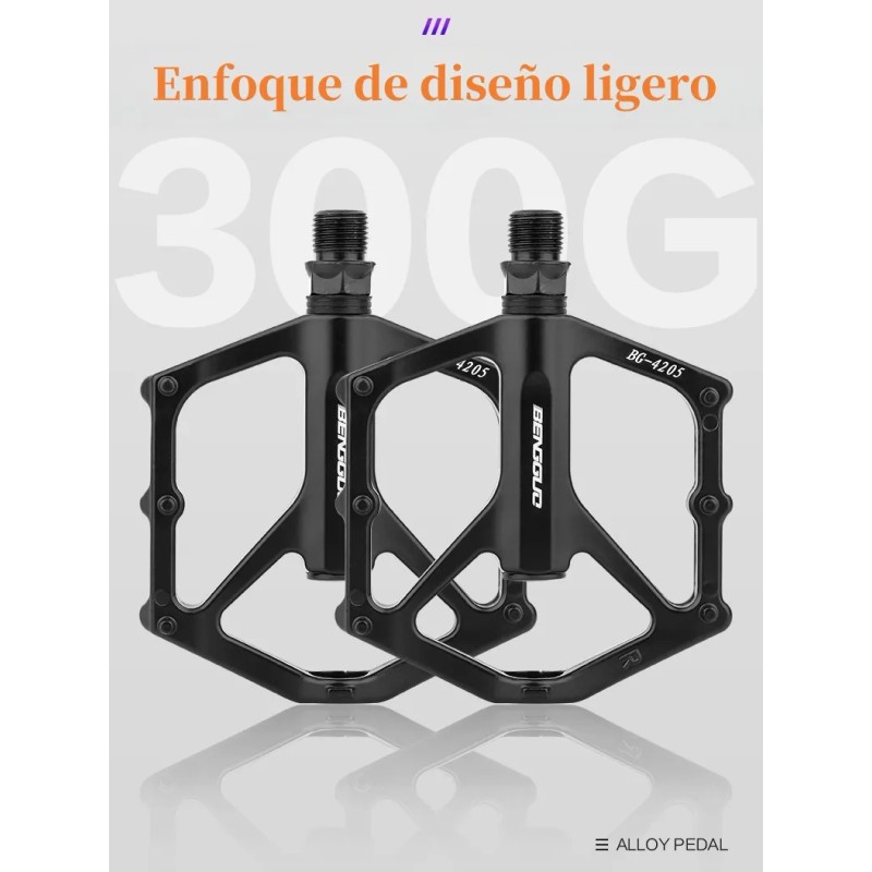 Pedal De Bicicleta Mtb Para Montaña Antideslizante Aluminio Negro