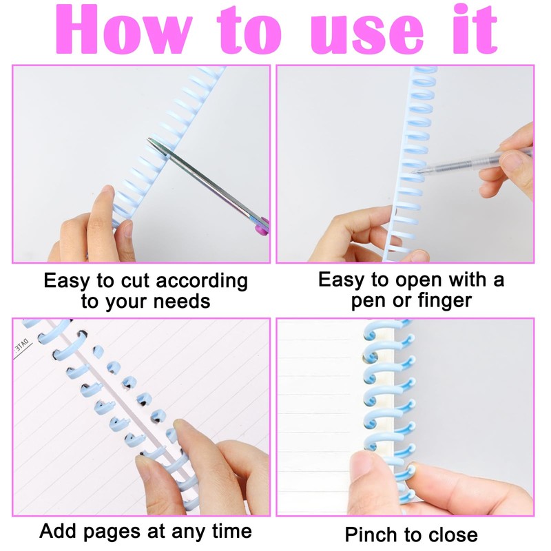 12 PCS Comb Binding Spines Plastic Spiral Binding Coils Binding