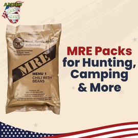 Nutrient-Rich MREs - Portable Food Survival Meals - Long Shelf Life Ready to Eat Emergency Food Rations - Made in USA (Chili with Beans) - 2024 Inspection