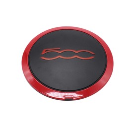 Wheel Centre Hub Cap Trim for FIAT 500 Wheel Center Cap Replacement Anti-Dust(Red Circle Red Letter)
