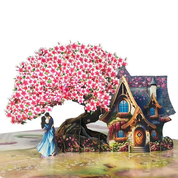 NORVAS Pop Up Mother's Day Card, 3D Whimsical Cherry Blossom