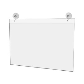 4 Pack Window Sign Holder 17" x 11" with 2 Predrilled Holes and Suction Cups with Hooks for Room Rates and Special Offers in Hotels and Motels Clear Acrylic by Marketing Holders