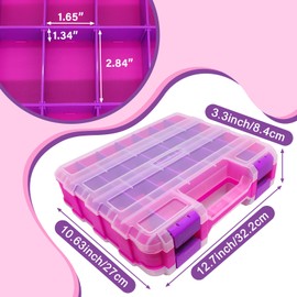 3PCS Pink Tools Box, 50-Compartment Double Side Small Parts Storage Box with Removable Plastic Dividers for Hardware, Beads, jewelry, Hair Accessories and More