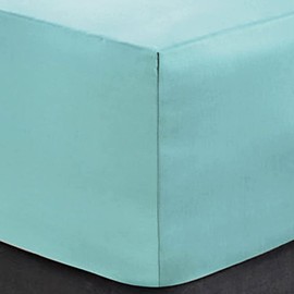 DTEX HOMES 2 x Extra Deep Fitted Sheet 40cm 16 Inch - Non Iron Easy Care Soft Brushed Microfibre Fabric Shrinkage and Fade Resistant, Duck Egg-4FT Small Double