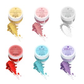 Edible Luster Dust 6 Colors Set - Food Grade Metallic Shimmer Powder for Cake Decorating, Baking, Cocktails | Vegan, Sugar-Free, Gluten-Free