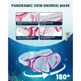 OutdoorMaster x U.S. Divers Admiral Snorkel Mask Adult, Dry Top Snorkel Set with Goggles Anti-Fog Snorkeling Gear for Adults Diving Mask for Travel Use