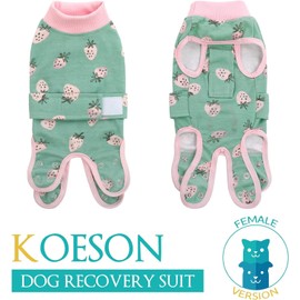 KOESON Dog Recovery Suit After Surgery, Soft Dog Spay Recovery Suit Female, Anti Licking Abdominal Dog Surgery Suit Pet Surgical Shirt, Breathable Dog Onesie E-Collar & Cone Alternative Strawberry XS
