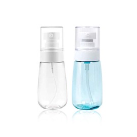 GBSTORE 2 botellas de loción de 60 ml, botella de plástico sin aire, dispensador de contenedor de viaje recargable, para champú, acondicionador, cara de loción, lavado corporal (blanco y azul claro)