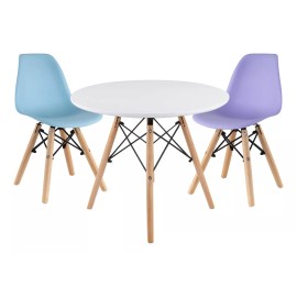 Baby Gaon Mesa Para Niños Tipo Eames Infantil Redonda Para Comedor Color Blanco