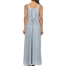 Sakkas 15229 - Stella Long Tank Top Adjustable Caftan Corset Dress with Embroidery - Sky Blue - 1X/2X