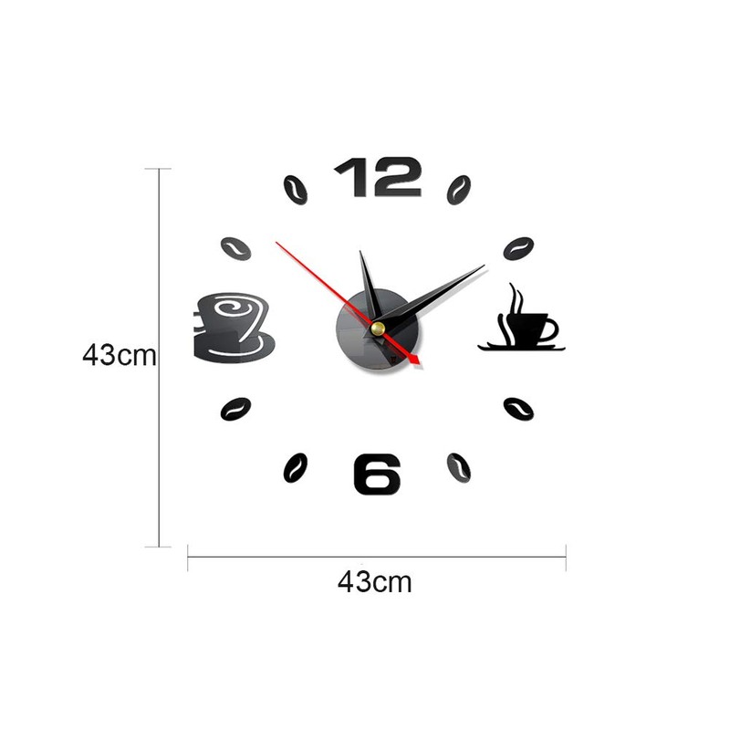 ZSooner Acrylic 3D Wall Clock, Coffee Cup Pattern DIY 3D