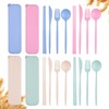 4 Sets Travel Utensils with Case, Reusable Utensils Set with