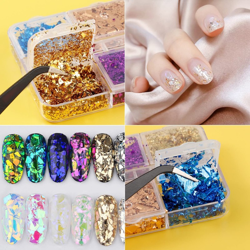 3 Boxes Gold Leaf Nail Art Gold Foil Nails Set