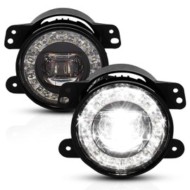AmeriLite Universal Hyper LED Projector Crystal Driving Lamp Fog Light Assembly Pair - Driver and Passenger Side
