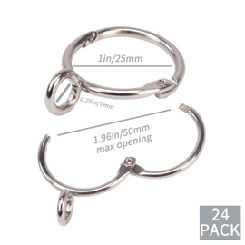 Openable Curtain Rings with Eyelets,1inch Heavy Duty Rustproof Metal Drapery Rings,Shower Curtain Rings 24pcs Silver Zocang
