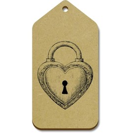 10 x Large 'Heart Shaped Lock' Wooden Gift Tags (TG00137641)