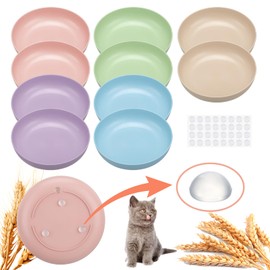 10 Pcs Whisker Fatigue Cat Bowl, 5.5 Inch Shallow Cat Food Dish with Non Slip Feet Flat Cat Food Plates Kitten Cat Food Bowl Set for Wet Food and Water