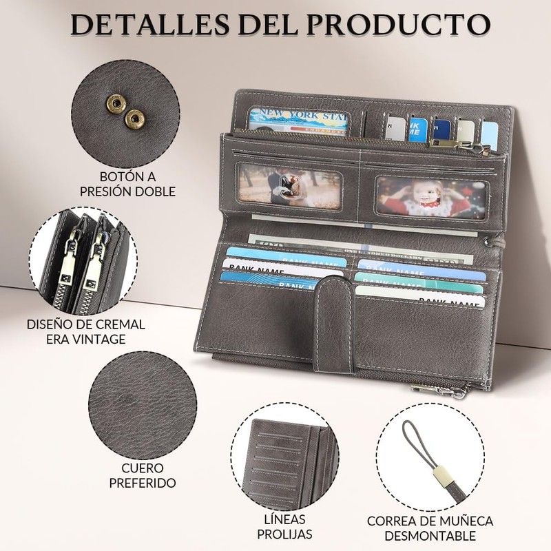 SlowTon Cartera para Mujer, 23 Ranuras Gran Capacidad Carteras con