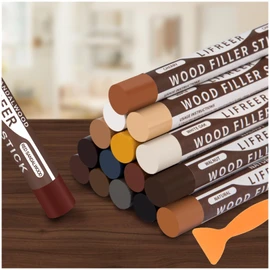 Wood Filler Sticks,16 Colors Wood Crayons for Scratches, Scuffs, Cracks, Stains and Holes, Furniture Wax Crayons Pen for Touch Up Furniture, Floors, Cabinets, Tables, and Doors
