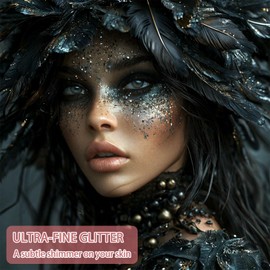 Etercycle Glitter Body Spray, Black Face Glitter for Women, Long-Lasting and Quick-Drying Shimmering Powder Extra Fine Glitter for Highlighter Makeup Festival Party Concert Rave Accessories