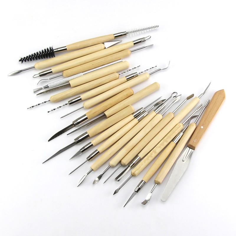 22pcs Clay Sculpting Tools Kit Lightweight Incisive Hardwood Handles Metal